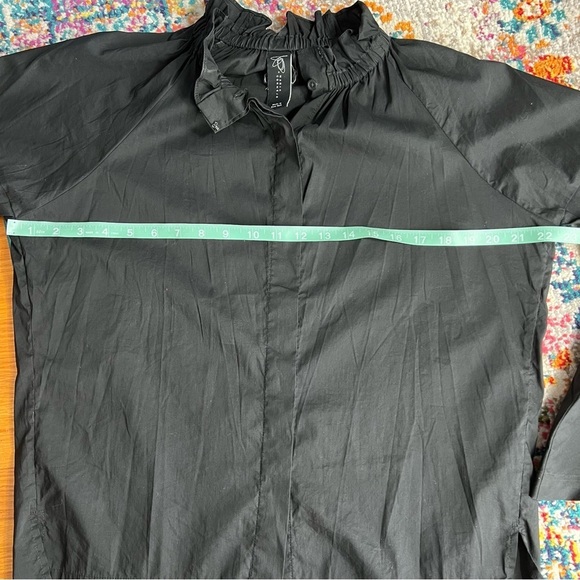 Zero + Maria Cornejo Black Ruffle Collar Button Down Blouse Shirt‎ - Picture 14 of 16